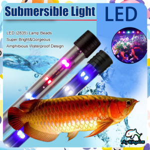Aquarium LED Submersible Double Row Light Fish Tank LED Waterproof Super Bright Discoloration Decorative Lights 17-97CM