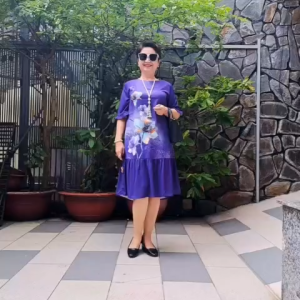 Đầm Trung Niên Nhún Bèo Babydoll. Đủ Size từ 48kg đến 90kg.