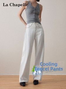 La Chapelle | Cooling White Lightweight Denim Trousers Straight Cut