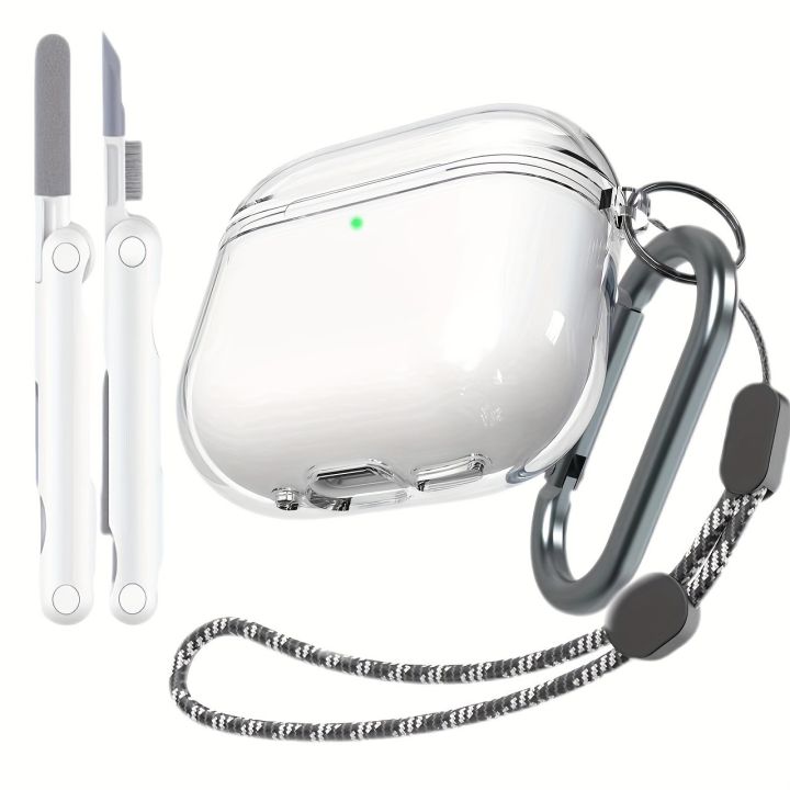 Mới Rõ Ràng Trường Hợp Đối Với 2024 Airpods 4 Với khử tiếng ồn chủ động Chống Vàng Trong Suốt Bìa Với Dây Buộc Cho Apple Airpod 4 Với Bộ Làm Sạch