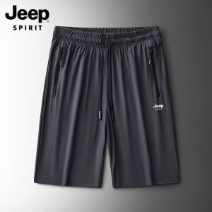 Jeep Mens Summer Thin Casual Quick Dry Five-Quarter Running Shorts Ice Silk Loose Large Size Sports Pants Straight Leg Jeans
