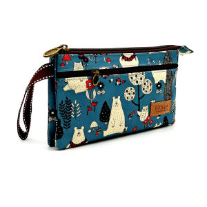 Women Polyester Cartoon Print Keychain Wallet Small Card Organizer Key Pouch Ladies Money Bag Coin Purse for Children Girls Boys