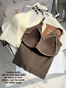 Comfortable to Wear Sports Bra Underwear Beautiful Back One-Piece Fixed Cup Soft Outerwear Base Layer V-Neck Nylon Material