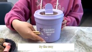 1L BAMOUSSE Multifunctional Electric Non-Stick Noodles Cooker Pot Lid with Cell Phone Holder