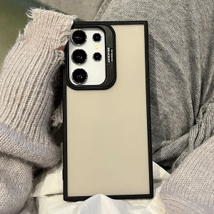 Luxury Camera Stand Holder Clear Case For Samsung Galaxy S24 Ultra S22 Plus S23 A33 A53 A34 A54 A55 A35 A25 5G Matte Hard Cover