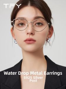 TFY | Sleek Waterdrop Shaped Metal Earrings Hoops