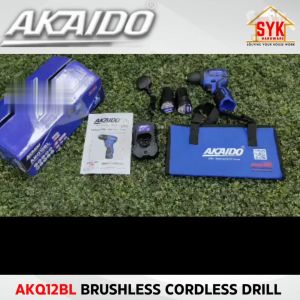 SYK AKAIDO AKQ12BL 12V 10mm Brushless Cordless Drill Battery Drill Machine Wood Metal Power Tools Mesin Gerudi