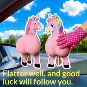 4Pcs Cute Cartoon Horse Belly Sticker 3D Pony Squeezable Anti-collision Sticker TPR Soft Rubber Self-Adhesive Phone Car Decoration
