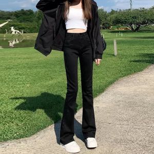 Tie Waist High Waist Bell Bottom Jeans Womens Design Sensation Spicy Sweet Micro Flared Pants Cotton Stretch Denim Shorts