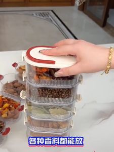 4-Layer Condiments Organizer Spice Container with Adjustable Compartments for Home Kitchen Storage