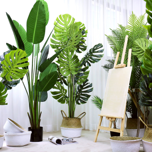 Nordic Style Large Floor Standing Simulation Plant Decoration Green Plant Travelers Palm Potted Landscape Indoor Living Room Home Decor