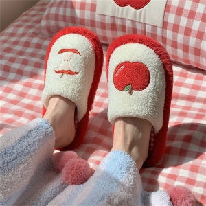 XIXITIAO | Cute Apple Design Warm Slippers Non-slip