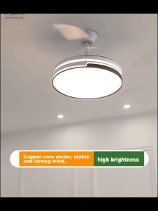 Kipas angin 3 warna LED siling lampu kipas tak terlihat 5 bilah lampu led rumah