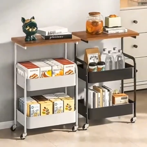 Specool® Metal Trolley Storage Rack With Wheels Home Bedroom Kitchen Corner Organizer Mobile Rack