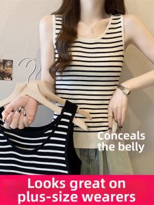 LUQIAN | Stripe Ice Silk Camouflage Tummy Slimming Sleeveless Vest Plus Size