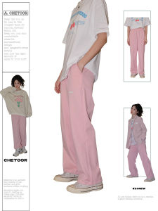 Gray High Waist Wide Leg Pants Womens Summer New Style Casual Sweatpants Straight Leg Sports Trousers Cotton Blend