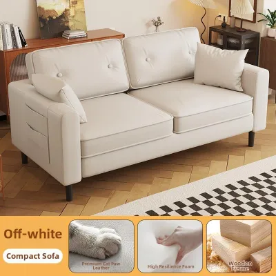 Space-saving Black Leather Sofa 2/3 Seater