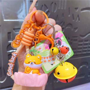 Creative Cat Panda Lotus Rotating Keychain Couple Car Bag Pendant Exquisite Decoration Keychain Cartoon PVC Acrylic Hardware