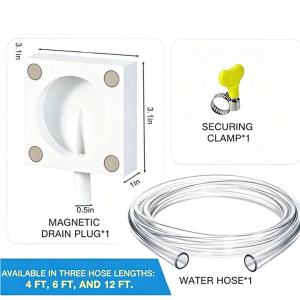 1Pack Air Conditioner Drain Hose Universal AC Drain Pipe Replacement with Hose Connector and Clamp for Window AC Mini Split Unit