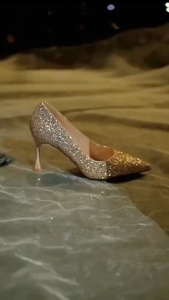 Elegant French Pointed Toe Stiletto Heels with Crystal Rhinestones & Glitter - Wedding Party Evening Dress Shoes for Women