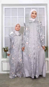 Abiyyuco TA9071 | Gamis Couple Ibu dan Anak Perempuan Bahan Paris Silk