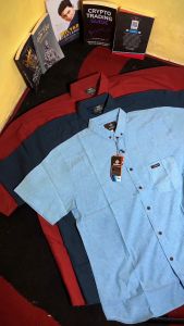 Kemeja Casual Polos Pria Lengan Pendek Hem Formal Big Size Super Jumbo xxl 3xl 4xl 5xl 6xl 7xl 8xl Hitam Abu Putih Navy Maron JU027