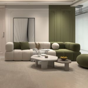 French Cream Style Straight Row Three-Seat Living Room Combination Small Apartment Italian Minimalist Retro Module Velvet Fabric Sand