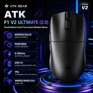 ATK | ATK F1 V2 Wireless Gaming Mouse 39g Lightweight PAW3950 Ultra Sensor Dual 8K Low Latency Ergonomic Esports PC Gamer Accessory
