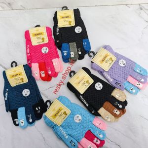 sarung tangan anak perempuan usia 3-9 tahunan wol rajut tebal nyaman dan lembut tidak licin