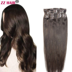 ZZHAIR Clips In 100% Brazilian Human Remy Hair Extensions 16"-24" 10pcs Set 120g-200g Full Head Natural Straight