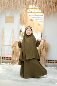 Gamis anak perempuan SAHILA SET bahan crinkle aiflow untuk usia 1-12thn