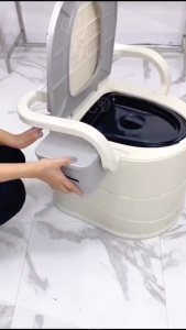 MOSHOE Portable Toilet for Adults Elderly Pregnant Women Anti-slip Potty Chair with Armrests & Inner Bucket for Home Patient Care