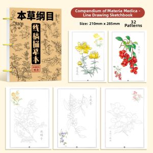 Herbal Plants Line Art Child Coloring Drawing Guide Book