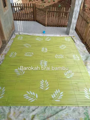 tirai bambu gulung anti air outdoor ukuran 200x200 kerey bambu penutup teras rumah tirai bambu sudah pernis plitur free tali keretan