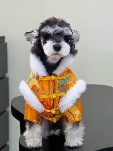 Thickened Cotton Pet Clothes Winter Style Dog Traditional Costume Dragon Robe New Year Greeting Warmth Set for Pets