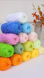 เส้นด้ายฝ้ายนม น้ำหนัก 50 กรัม เส้นด้ายฝ้ายนม 5 เส้น จัดส่งจากประเทศไทย