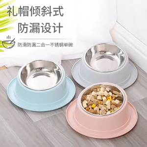 Pet Bowl Stainless Steel Cat Dog Food Water Bowl 15° Slanted Anti Skid Feeder Dish Container Bekas Makanan Kucing