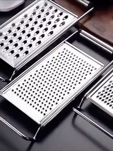 Stainless Steel Multi-Function Vegetable & Cheese Grater - Easy to Use Non-Slip Handle 4-in-1 Kitchen Tool for Grating