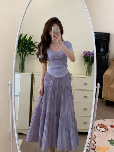 YINGKETUO | Purple Casual Summer Dress Set