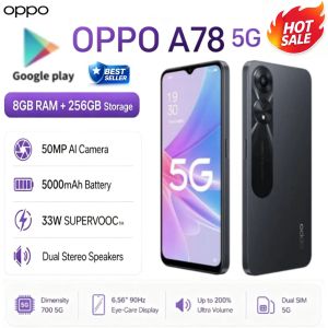 OPPO | 2026 new OPPO A78 5G Android Smartphone 8GB+256GB 50MP AI Camera 5000mAh Battery 90Hz HD+ Display 33W Fast Charge Dual SIM