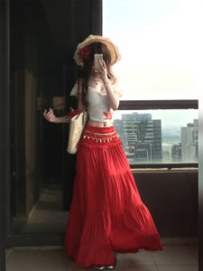 XZY plus Size Summer Vacation Style Spicy Girl One Shoulder Printed Short Top And Skirt Set High Waist Floral Print Halter Neck