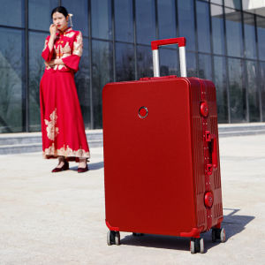 MANLVSHI | Wedding Bridal Trunk Red Luggage Case