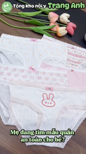 Combo 10 Quần Chip Cho Bé Gái Thun Tăm Mềm Mịn Thoáng Khí Viền Ren Không Ngứa Thỏ Hồng 25-62kg Quần Cute CTB06