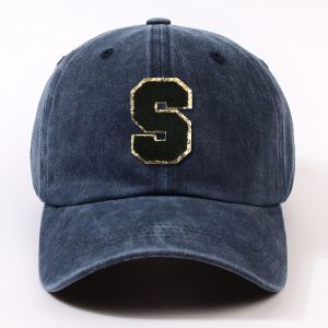 Fashionable 26 Letter Stick Label Hip-Hop Baseball Cap Adjustable Curved Brim Dad Hat for Men and Women Street Outdoor Party