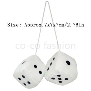 2PCS Auto Soft Fuzzy Dice Dots Rear View Mirror Hanger Decoration Car Styling Interior Accessory 8 Colors