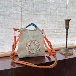 Eco-Friendly Ball Chain Embroidered Nylon Shopping Bag Small Size Handheld Canvas Bag for Home Storage And Organization
