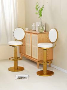 Bar Chair Rotating Lifting Modern Round Backrest Bar Stool Home Use Reception Luxurious Chair High-leg Stool