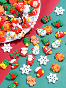 Christmas Themed DIY Resin Accessories Cream Glue Mobile Phone Case Hair Clip Decoration Mixed Lot Outlined Unique Items