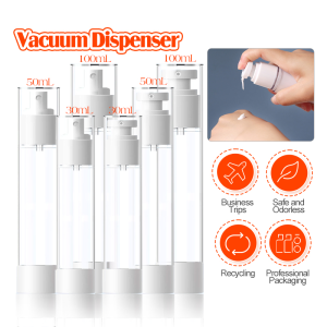 Travel Airless Pump Bottle Portable Refillable Spray Bottle Creams Lotions Dispenser Travel Cosmetic Containers Toiletries Traveling Accessories 旅行真空瓶