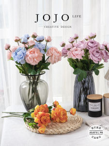 Jojos L PD Two Heads Lotus Artificial Flower Handheld Flower Wall Fake Flower INS Style Home Decorations Flower Vases Green Plants